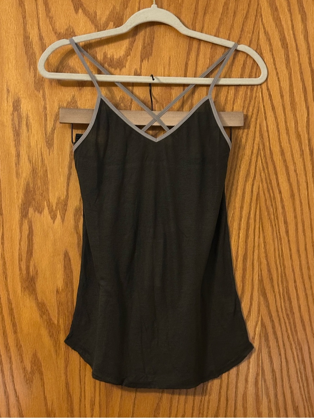 Grey State Modal Ribbed Slate Grey Pinning Cami w/ Trim - NWT - Size L